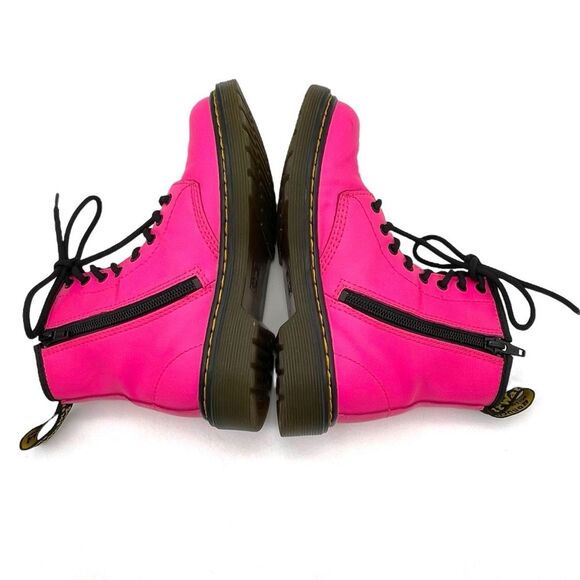 Dr. Martens Junior 1460J 8-Eye Combat Boot Hot Neon Pink Leather Girls Size 1 - Picture 11 of 16